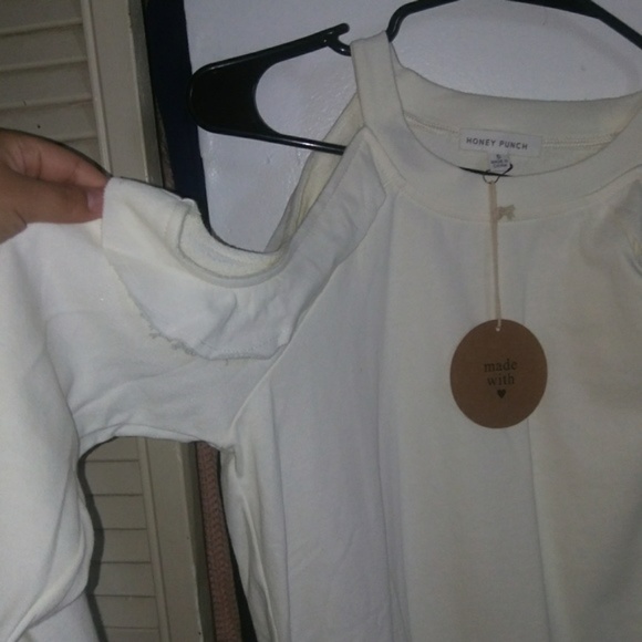 Honey Punch Ivory Ruffle Cold Shoulder Top - Picture 5 of 5